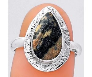 Natural Russian Honey Dendrite Opal Ring size-7 SDR145793 R-1649, 8x13 mm