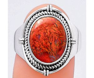 Natural Red Moss Agate Ring size-8.5 SDR146827 R-1539, 10x13 mm