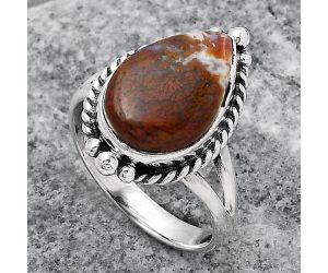 Natural Red Moss Agate Ring size-7 SDR147241 R-1253, 10x15 mm