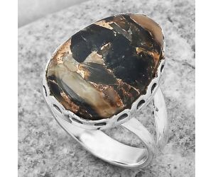 Shell In Black Turquoise - Arizona Ring size-8 SDR147297 R-1428, 14x19 mm