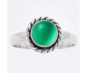 Natural Green Onyx Ring size-7.5 SDR148060 R-1009, 7x7 mm