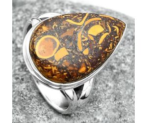 Natural Coquina Fossil Jasper - India Ring size-8 SDR148165 R-1008, 13x21 mm