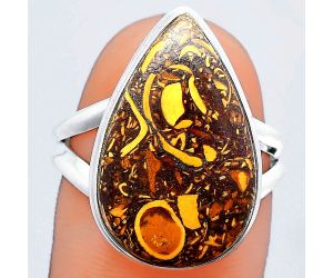 Natural Coquina Fossil Jasper - India Ring size-8 SDR148165 R-1008, 13x21 mm