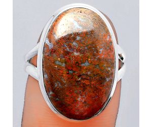 Natural Red Moss Agate Ring size-8.5 SDR148205 R-1008, 14x21 mm