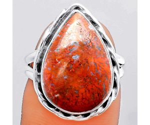 Natural Red Moss Agate Ring size-7 SDR148350 R-1083, 13x19 mm