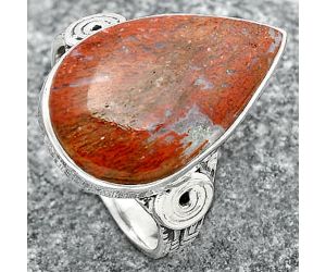 Natural Red Moss Agate Ring size-8 SDR148434 R-1315, 13x20 mm