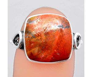 Natural Red Moss Agate Ring size-8 SDR148496 R-1224, 14x14 mm