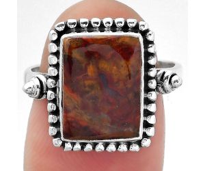 Natural Red Moss Agate Ring size-7.5 SDR150751 R-1071, 9x12 mm