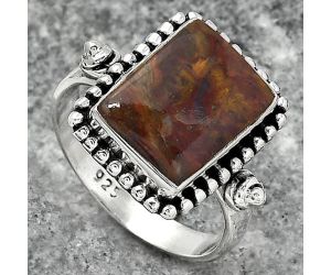 Natural Red Moss Agate Ring size-7.5 SDR150751 R-1071, 9x12 mm