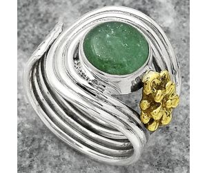 Two Tone Adjustable Flower - Green Aventurine Ring size-6.5 SDR150959 R-1491, 9x9 mm