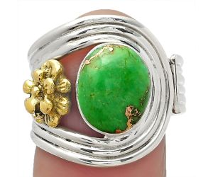 Two Tone Adjustable Flower - Copper Green Turquoise Ring size-6.5 SDR150961 R-1491, 8x11 mm
