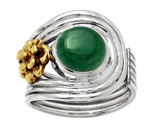 Two Tone Adjustable Flower - Green Aventurine Ring size-8.5 SDR150962 R-1491, 9x9 mm