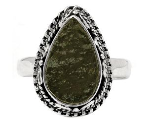 Natural Tektite Rough - Greek Ring size-7.5 SDR151073 R-1279, 9x14 mm