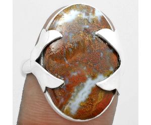 Natural Red Moss Agate Ring size-8.5 SDR151637 R-1354, 14x22 mm