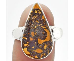 Coquina Fossil Jasper - India Ring size-8.5 SDR152030 R-1715, 12x22 mm