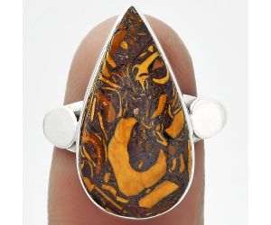 Coquina Fossil Jasper - India Ring size-7.5 SDR152040 R-1715, 12x22 mm