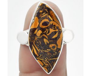 Natural Coquina Fossil Jasper - India Ring size-8 SDR152090 R-1715, 12x25 mm