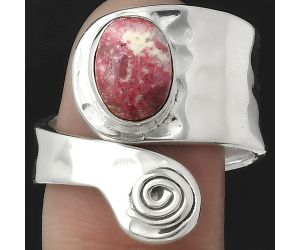 Adjustable - Pink Thulite - Norway Ring size-8.5 SDR152103 R-1374, 7x10 mm