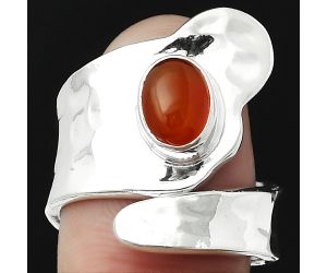 Adjustable - Natural Carnelian Ring size-7.5 SDR152157 R-1327, 6x8 mm