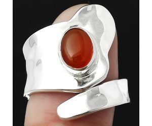 Adjustable - Natural Carnelian Ring size-7 SDR152166 R-1327, 6x8 mm