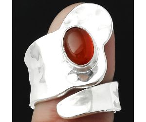 Adjustable - Natural Carnelian Ring size-6 SDR152177 R-1327, 6x8 mm