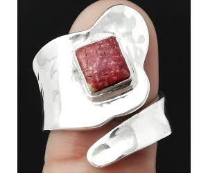 Adjustable - Pink Thulite - Norway Ring size-6.5 SDR152183 R-1327, 7x7 mm