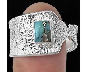 Adjustable - Kingman Turquoise With Zinc Ring size-8.5 SDR152378 R-1381, 5x7 mm