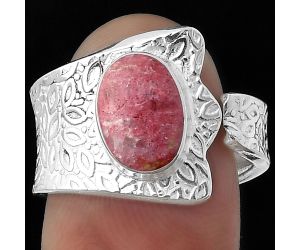 Adjustable - Pink Thulite - Norway Ring size-7.5 SDR152381 R-1381, 7x10 mm