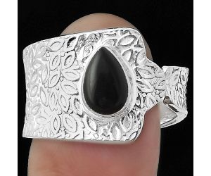 Adjustable - Black Onyx - Brazil Ring size-9 SDR152386 R-1381, 6x9 mm