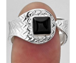 Adjustable - Black Onyx - Brazil Ring size-8 SDR152433 R-1381, 6x6 mm