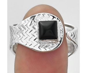 Adjustable - Black Onyx - Brazil Ring size-8.5 SDR152463 R-1381, 6x6 mm
