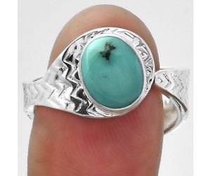 Adjustable - Kingman Turquoise 925 Sterling Silver Ring s.8.5 Jewelry R-1381, 7x9 mm