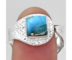Adjustable Kingman Turquoise With Zinc Ring size-9 SDR152480 R-1381, 8x8 mm