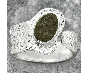 Adjustable - Tektite Rough - Greek Ring size-8.5 SDR152481 R-1381, 7x9 mm