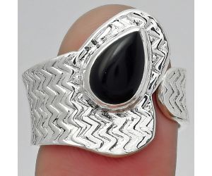 Adjustable - Black Onyx - Brazil Ring size-8 SDR152521 R-1381, 6x9 mm