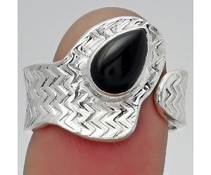 Adjustable - Black Onyx - Brazil Ring size-8 SDR152526 R-1381, 6x9 mm