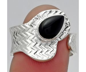 Adjustable - Black Onyx - Brazil Ring size-8 SDR152535 R-1381, 6x9 mm