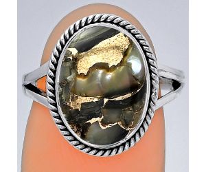 Natural Copper Abalone Shell Ring size-7 SDR152678 R-1010, 10x14 mm