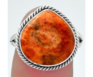 Natural Red Sponge Coral Ring size-8 SDR152914 R-1010, 14x14 mm