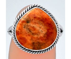 Natural Red Sponge Coral Ring size-8 SDR152914 R-1010, 14x14 mm