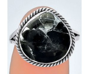 Natural Obsidian And Zinc Ring size-8 SDR152917 R-1010, 14x14 mm