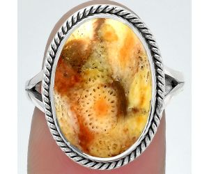 Natural Coral Jasper Ring size-7.5 SDR152939 R-1010, 12x17 mm