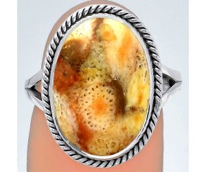 Natural Coral Jasper Ring size-7.5 SDR152939 R-1010, 12x17 mm