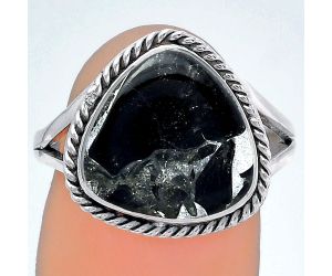 Natural Obsidian And Zinc Ring size-8 SDR152980 R-1010, 13x13 mm