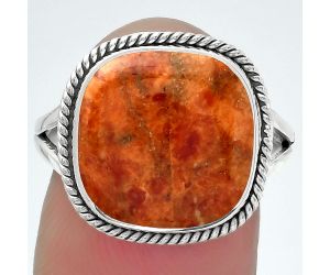 Natural Red Sponge Coral Ring size-8 SDR152993 R-1010, 14x14 mm