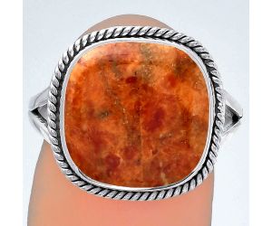 Natural Red Sponge Coral Ring size-8 SDR152993 R-1010, 14x14 mm