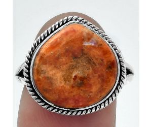 Natural Red Sponge Coral Ring size-8.5 SDR153107 R-1010, 14x14 mm