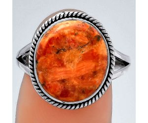 Natural Red Sponge Coral Ring size-8.5 SDR153113 R-1010, 12x14 mm