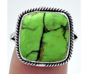 Natural Green Matrix Turquoise Ring size-8 SDR153115 R-1010, 14x14 mm