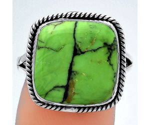 Natural Green Matrix Turquoise Ring size-8 SDR153115 R-1010, 14x14 mm